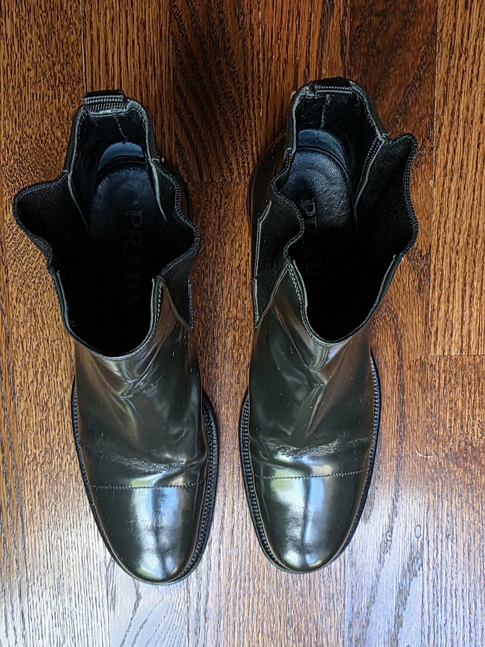 Prada Women's Dark Green Leather Ankle Boots